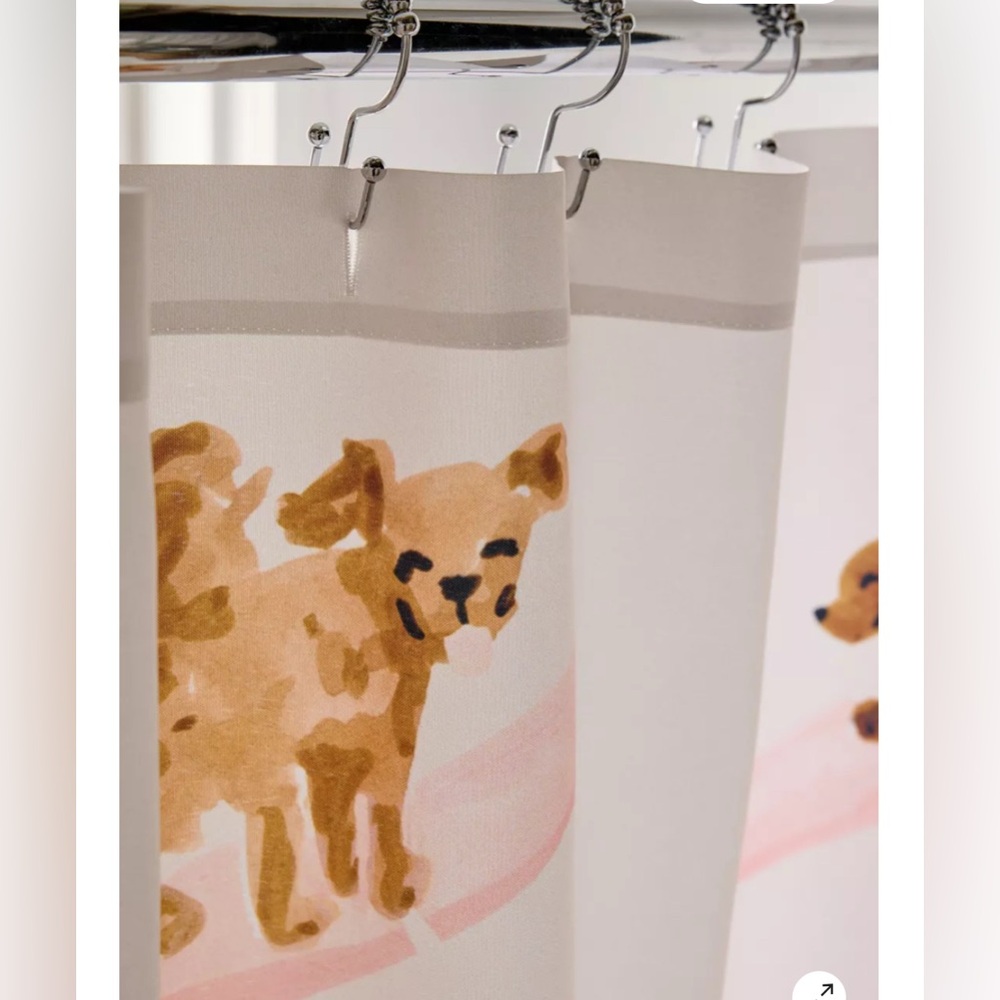URBAN OUTFITTERS- Sabina Fenn Illustration Dogs Surfing Shower Curtain - Picture 3 of 12